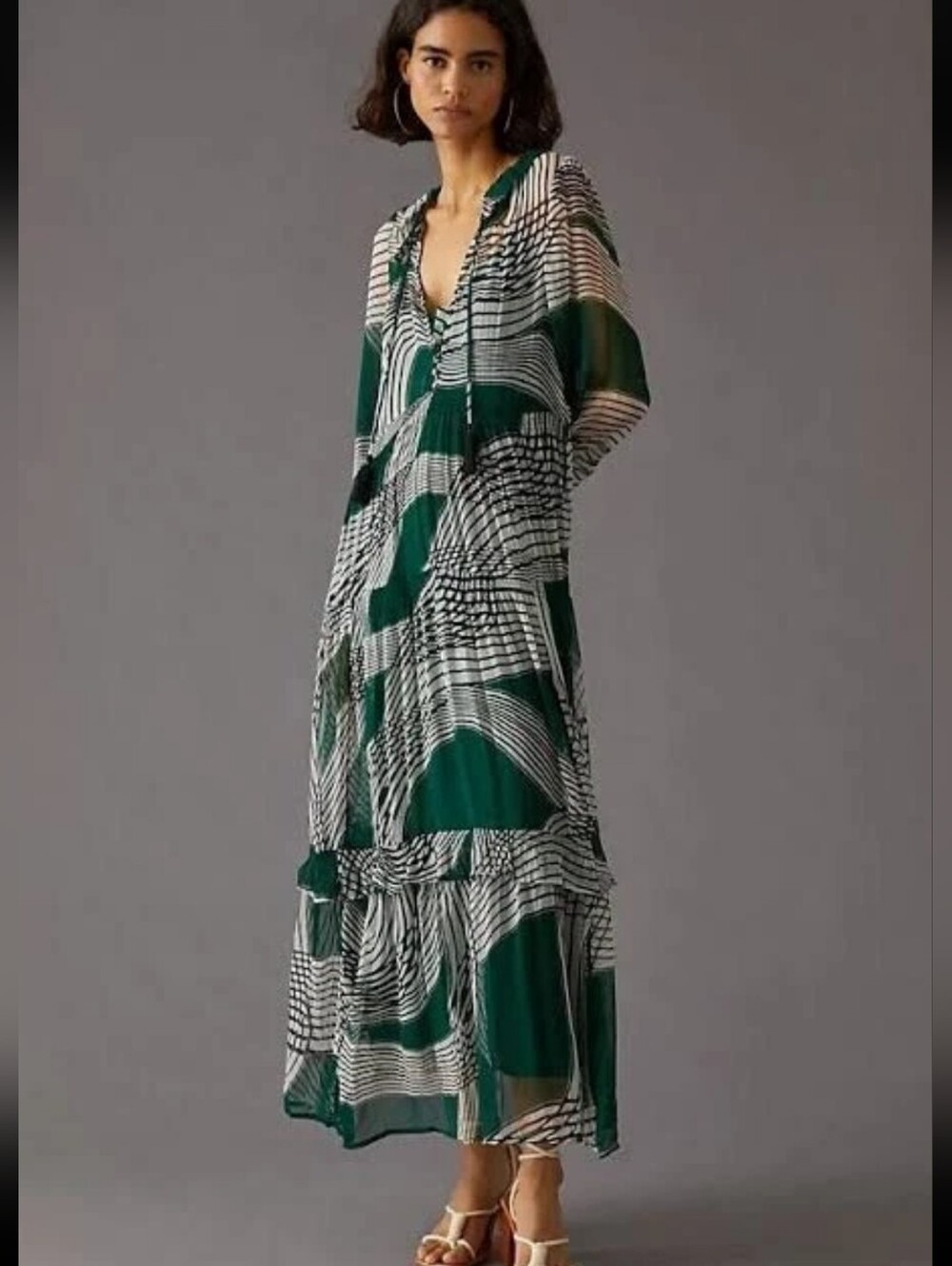 Anthropologie The Marais Printed Chiffon Maxi Dress Size L